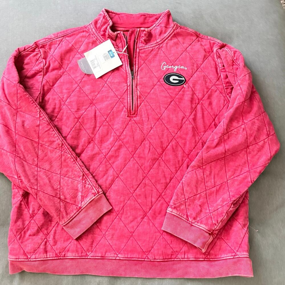 NWT Gameday Couture Georgia Bulldogs Quarter Zip XL Quilted Red UGA Pullover